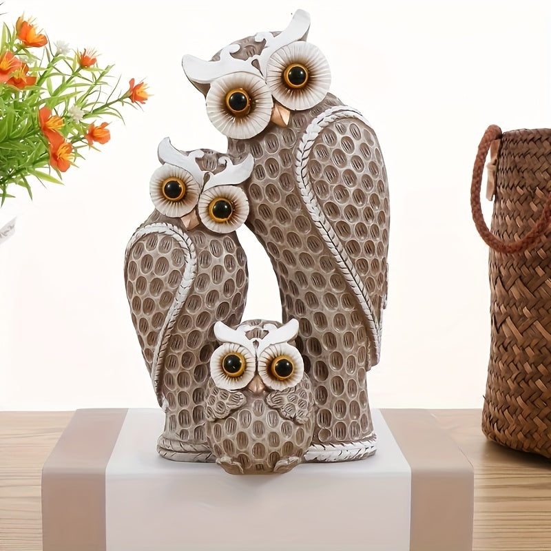 Tnessential Realistic Owl Family Figurine 3D Decor