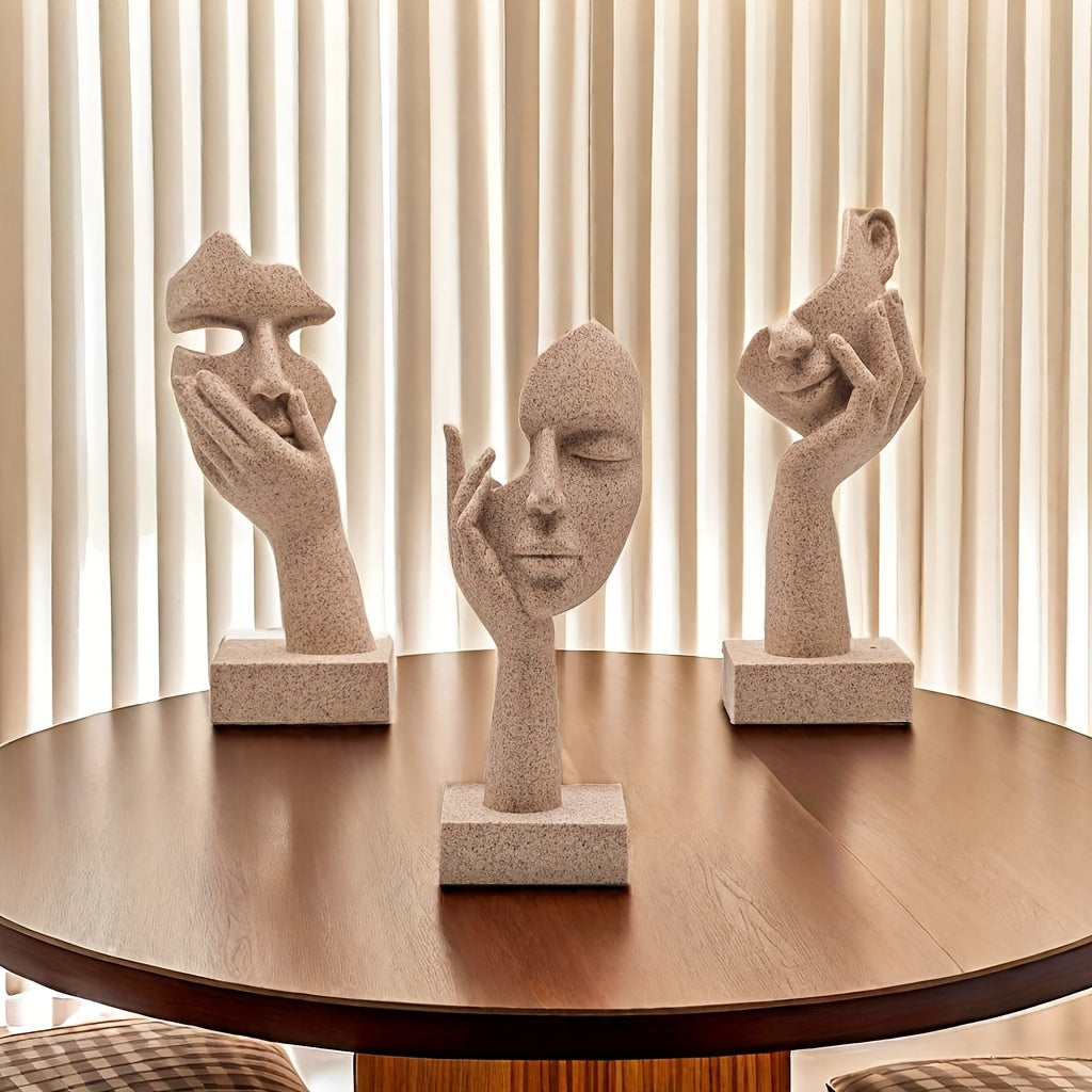 Tnessential Abstract Mask Figurine Set 3D Decor