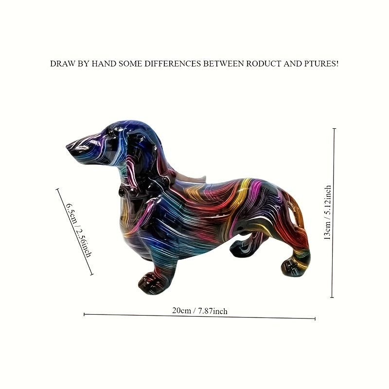 Tnessential Vibrant Dachshund Resin Sculpture 3D Decor