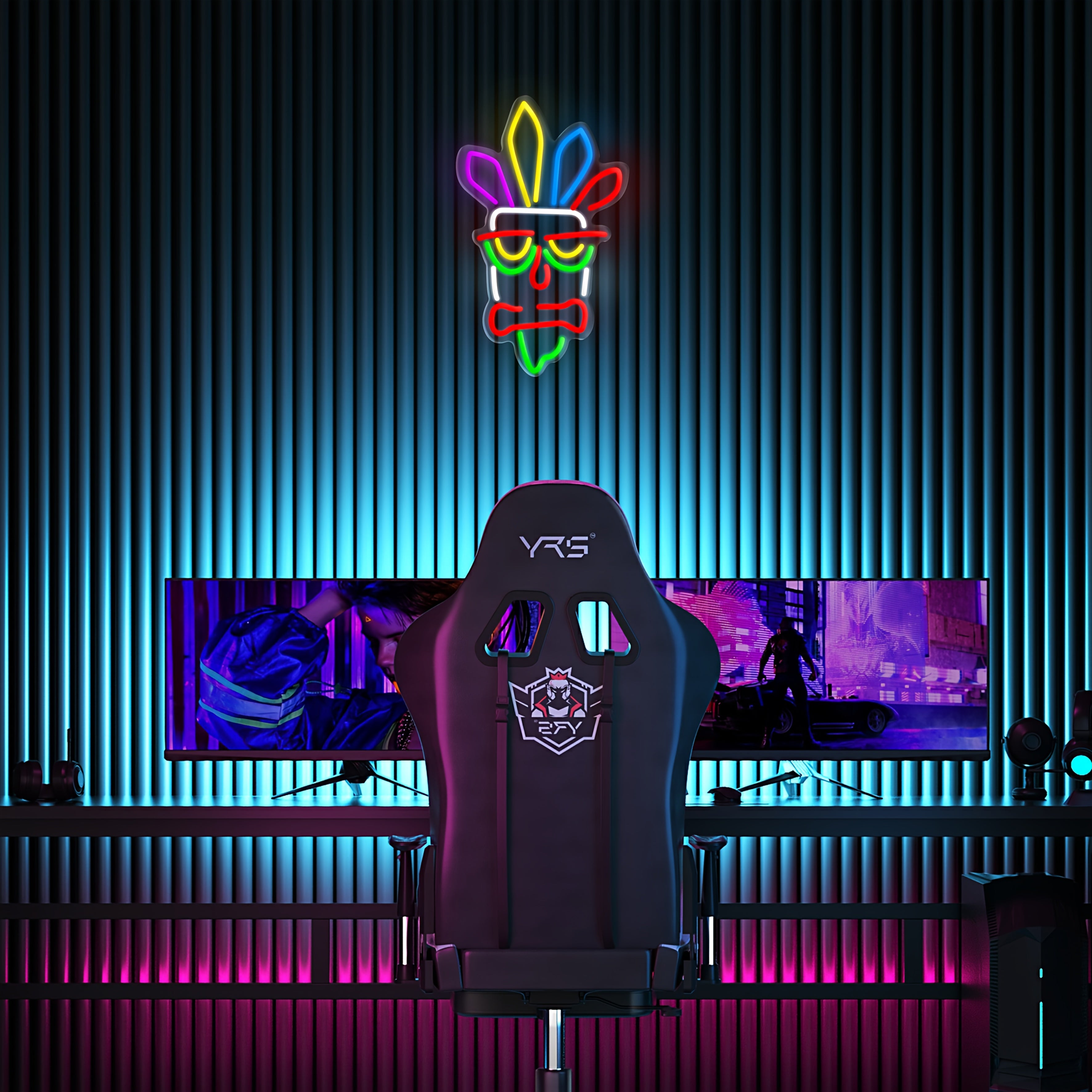 Tnessential Vibrant Tiki Mask Powered by USB with Ten Levels of 3D Decor
