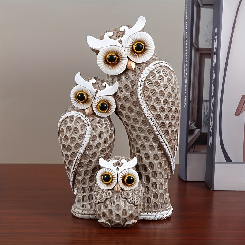 Tnessential Realistic Owl Family Figurine 3D Decor