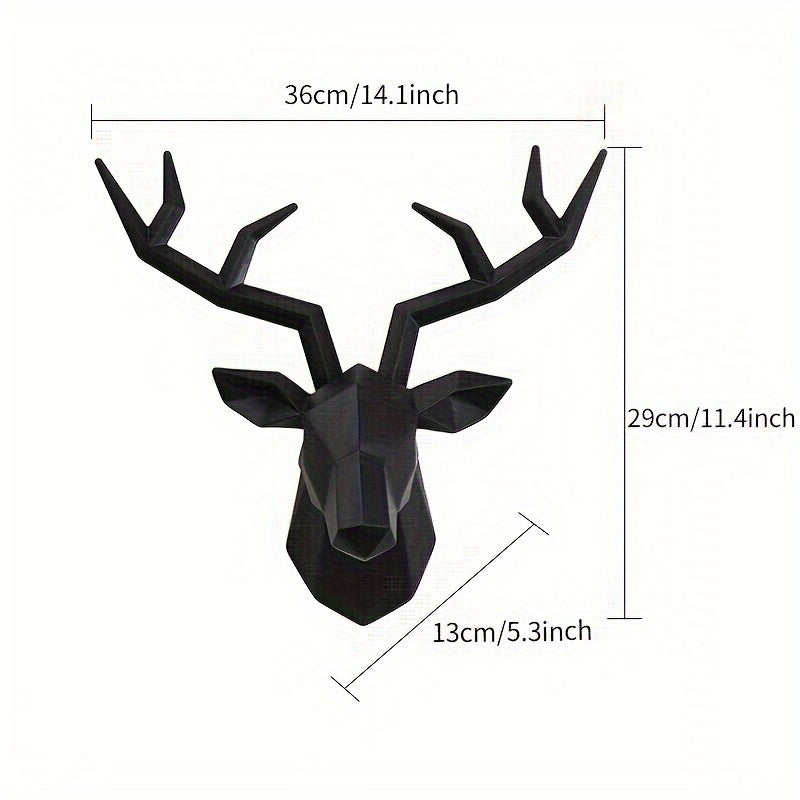 Tnessential Resin Creative Geometric Auspicious Deer Head 3D Decor