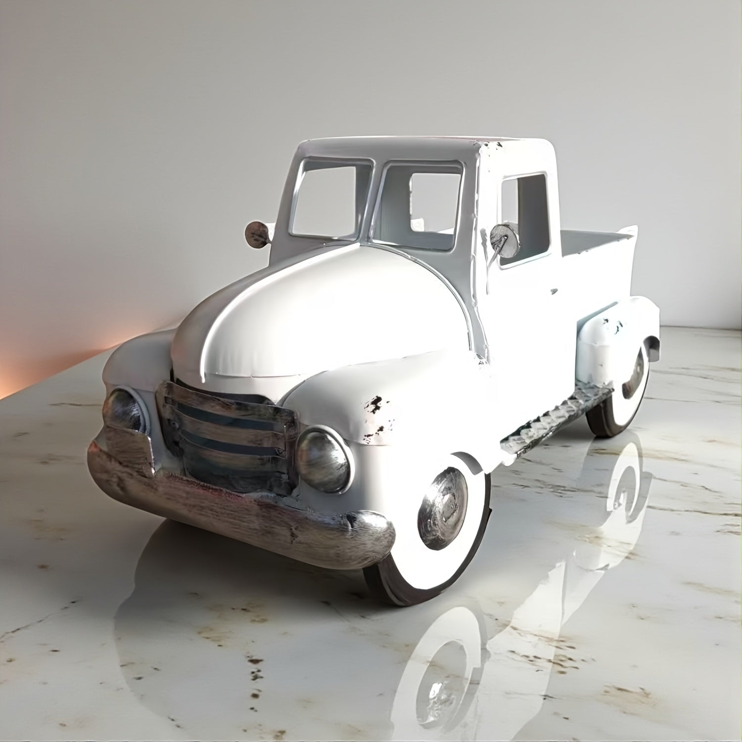 Tnessential White Truck Iron Art Ornament 3D Decor