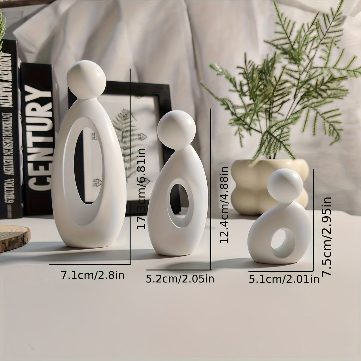 Tnessential Set of Minimalist-style Resin Ornaments Featuring Simple 3D Decor