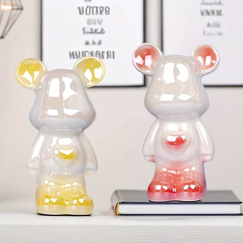 Tnessential Violent Bear Modern Minimalist Electroplated Ceramic Heart 3D Decor