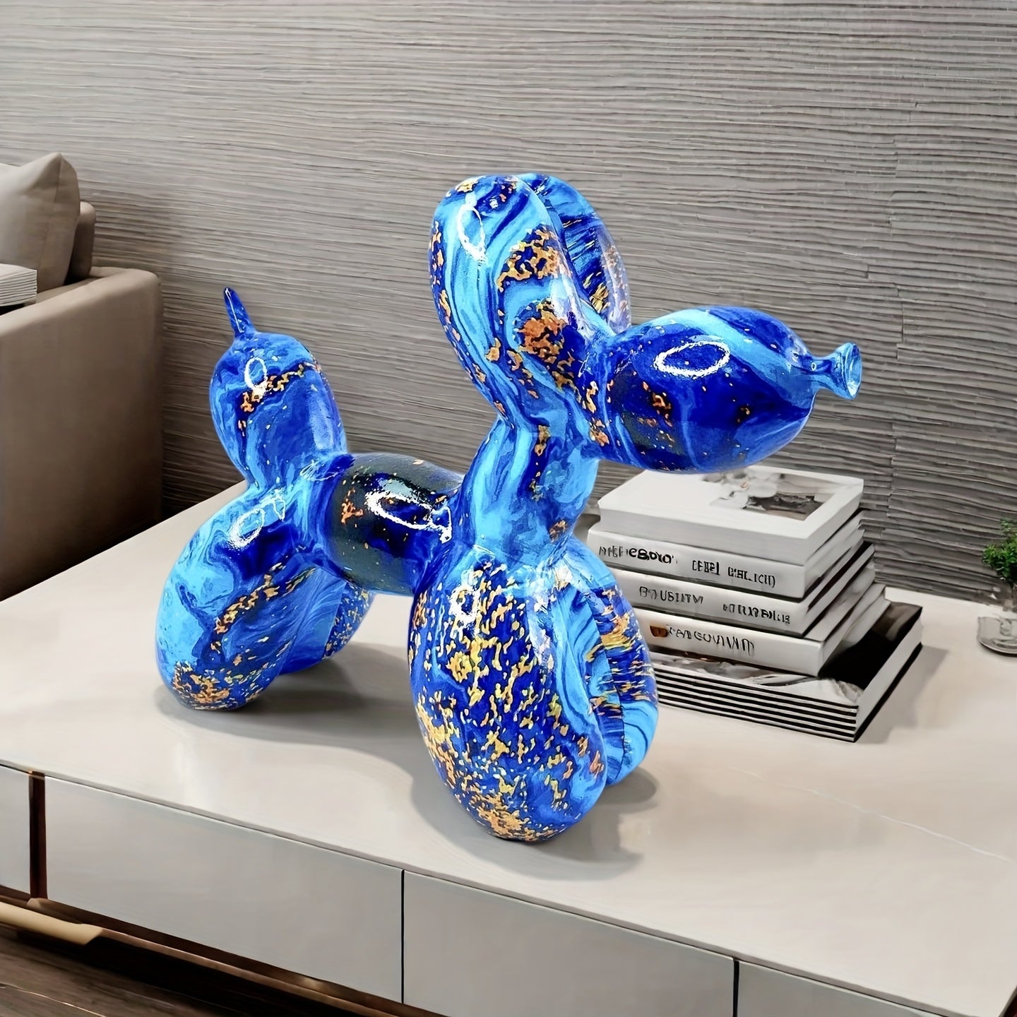 Tnessential Blue and Golden Water-soaked Balloon Dog 3D Decor