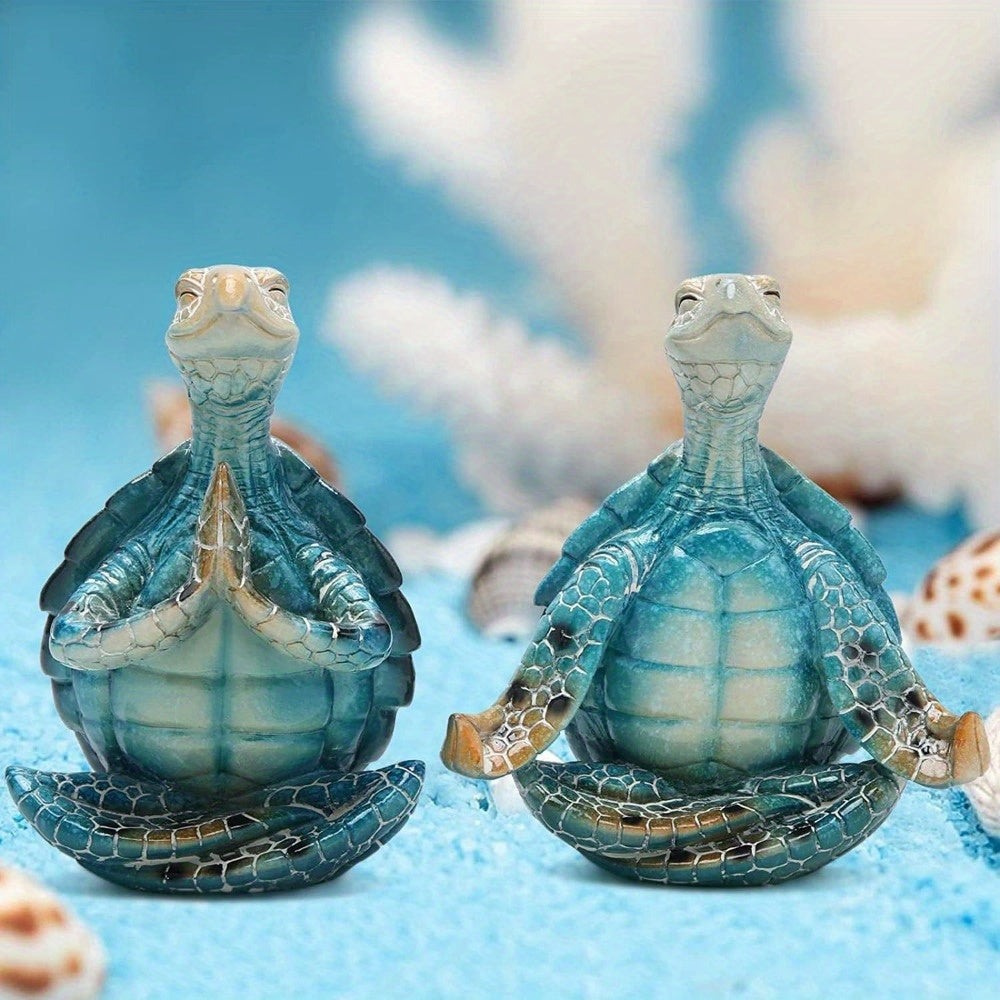 Tnessential Set of 2 Turtle Figurines for Yoga Meditation 3D Decor