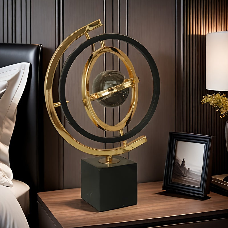 Tnessential Modern Abstract Metal Globe Sculpture 3D Decor