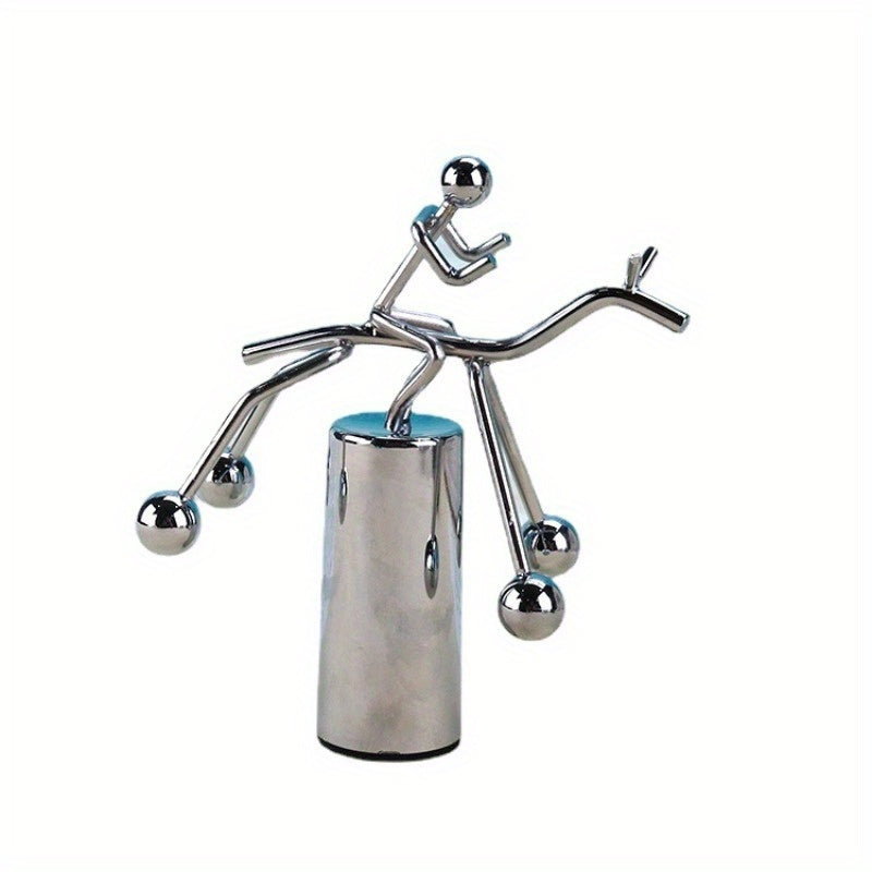 Tnessential Creative Metal Balance for Man on Horseback Figurine 3D Decor