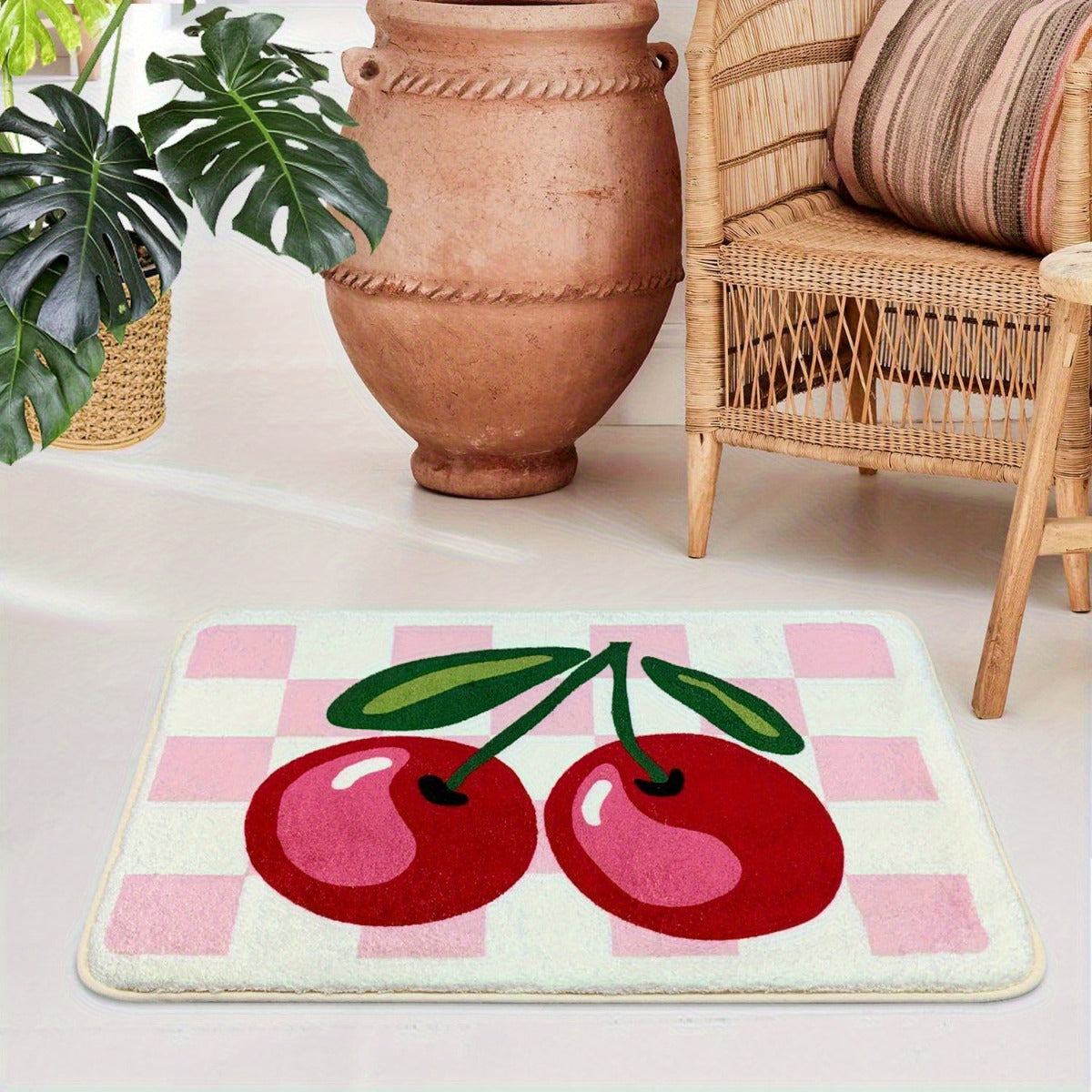 PINK CHECKERED 2 RUG view 2