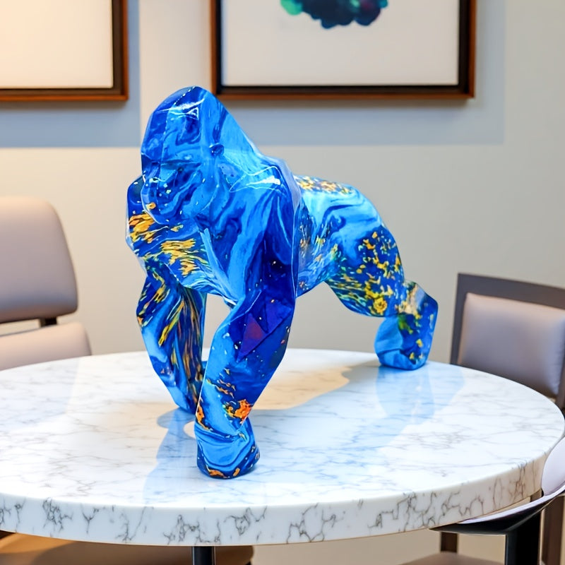 Tnessential Creative Geometric Design Walking Gorilla Resin Statue 3D Decor