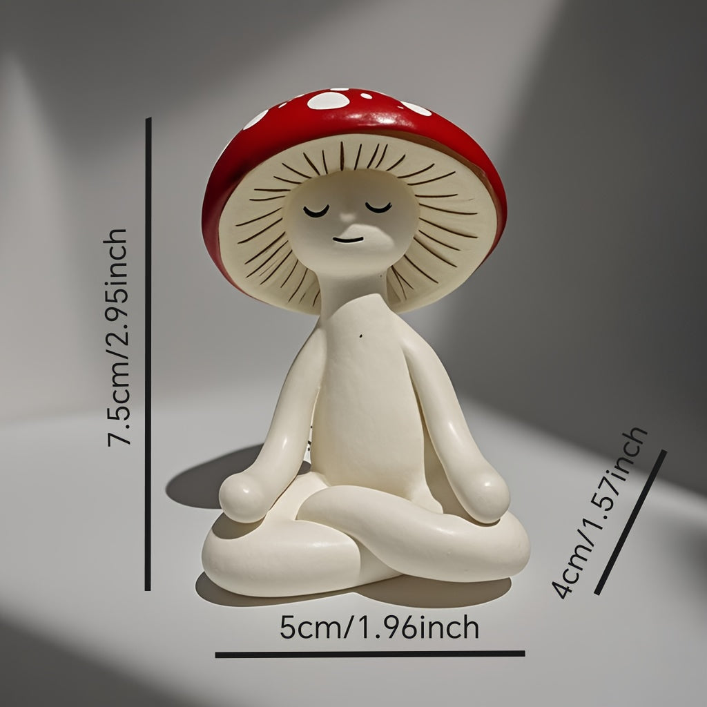 Tnessential Collectible Figurines Anime-themed Meditation Mushroom 3D Decor