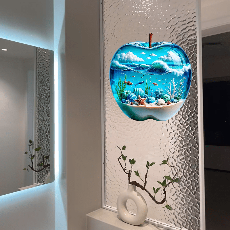 Tnessential Contemporary 3D Effect Apple Ocean Wall Sticker 3D Decor