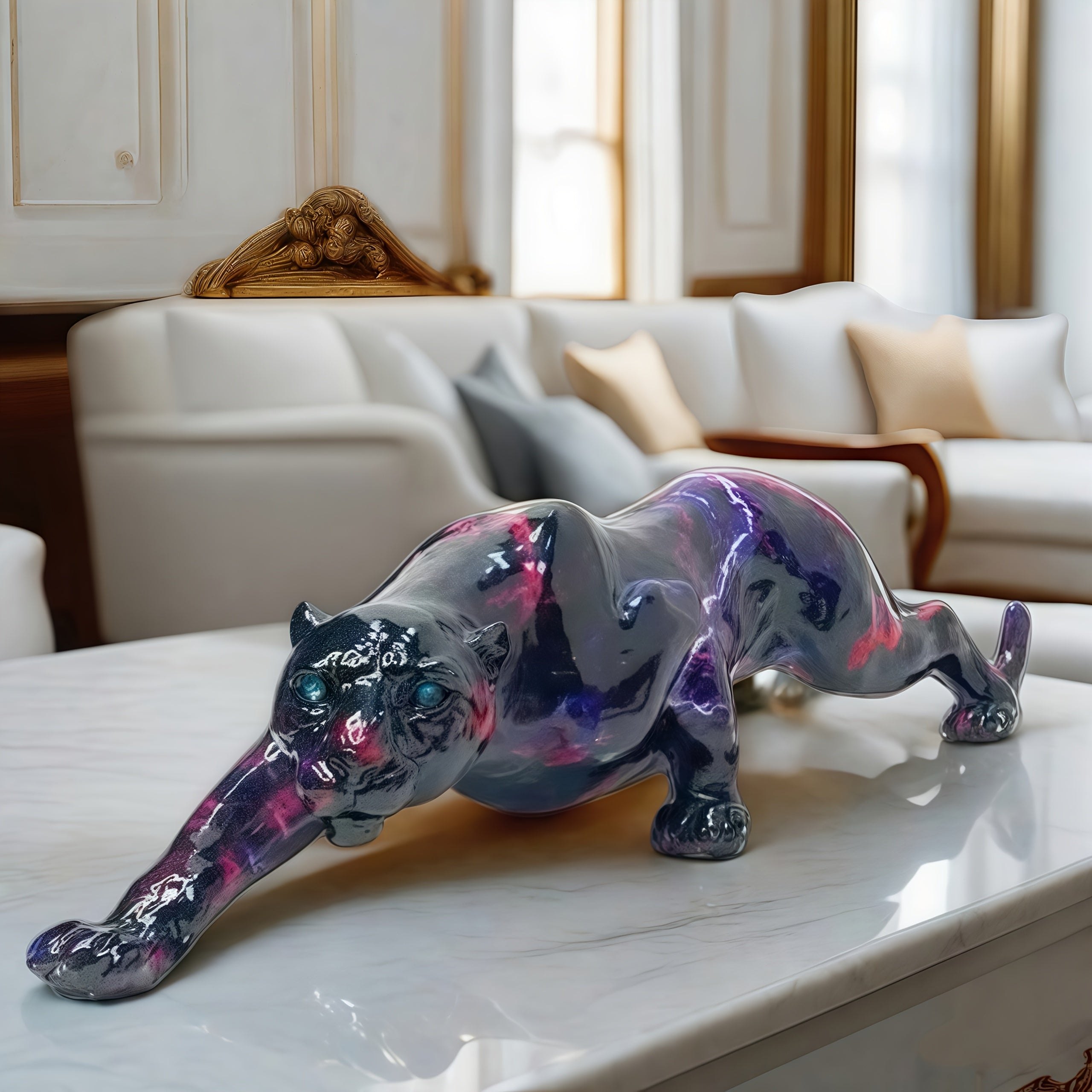 Tnessential Fashionable Cheetah Resin Statue Handicraft 3D Decor