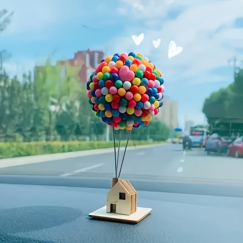 Tnessential Cute Balloon House Design Automotive Interior Ornaments 3D Decor