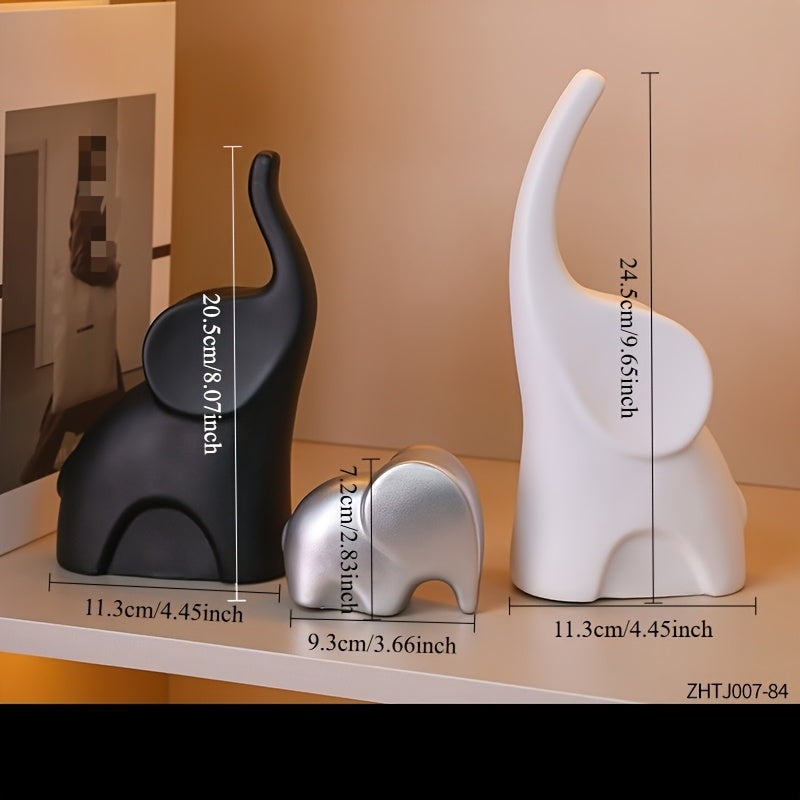 Tnessential Modern Minimalist Elephant Figurine for a Family of Three 3D Decor