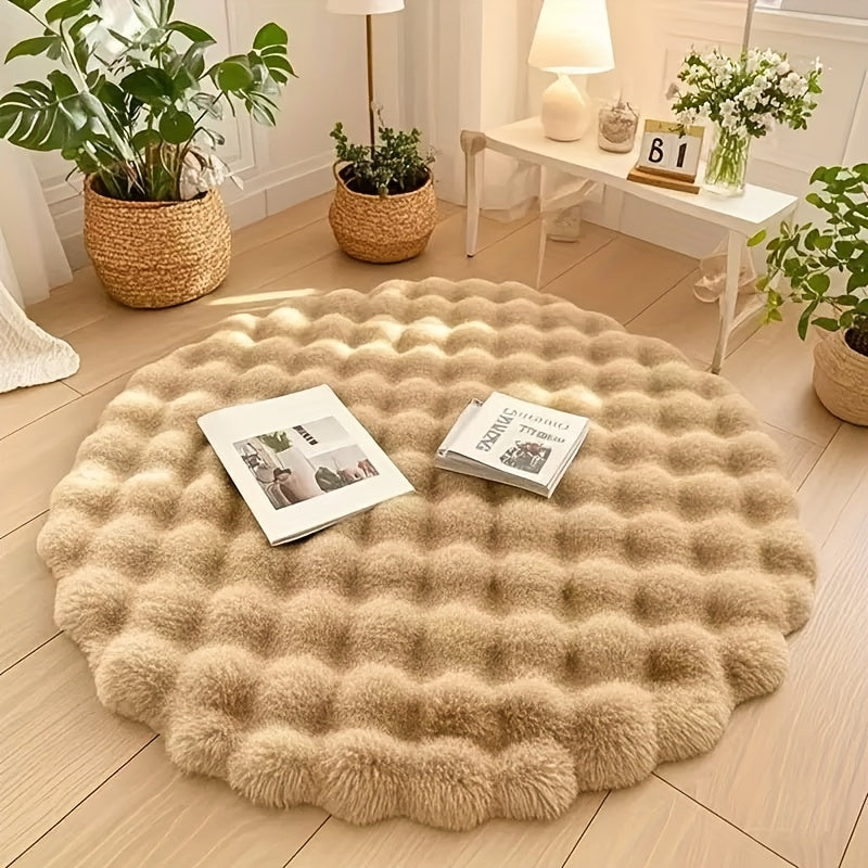 BEIGE ROUND RUG view 4