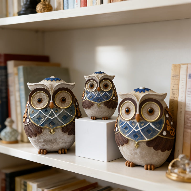 Tnessential Owl Statue Ornament 3 Styles American Retro TV Cabinet Bar 3D Decor