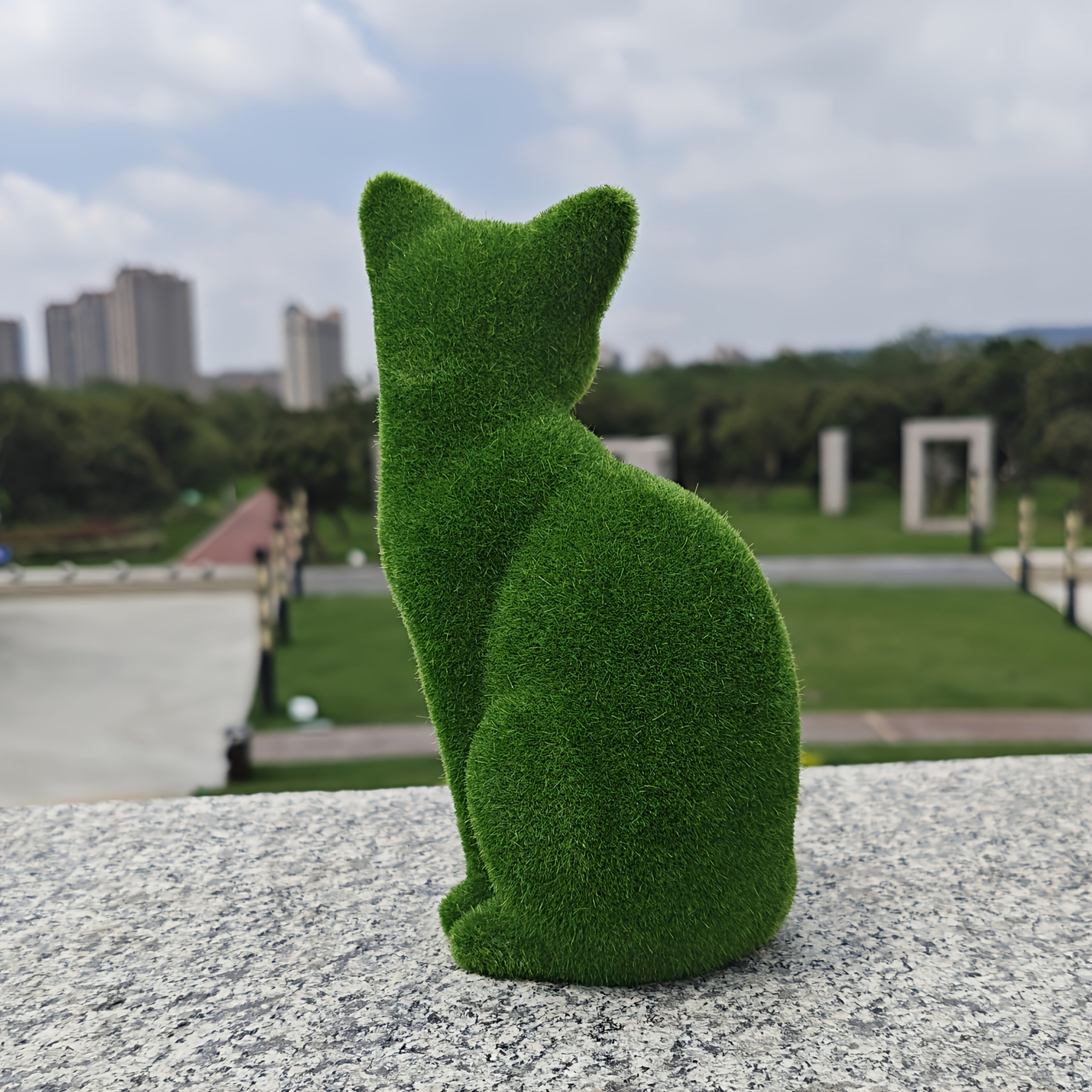 Tnessential Flocked Cat Resin Ornaments Decorate Garden Courtyard 3D Decor