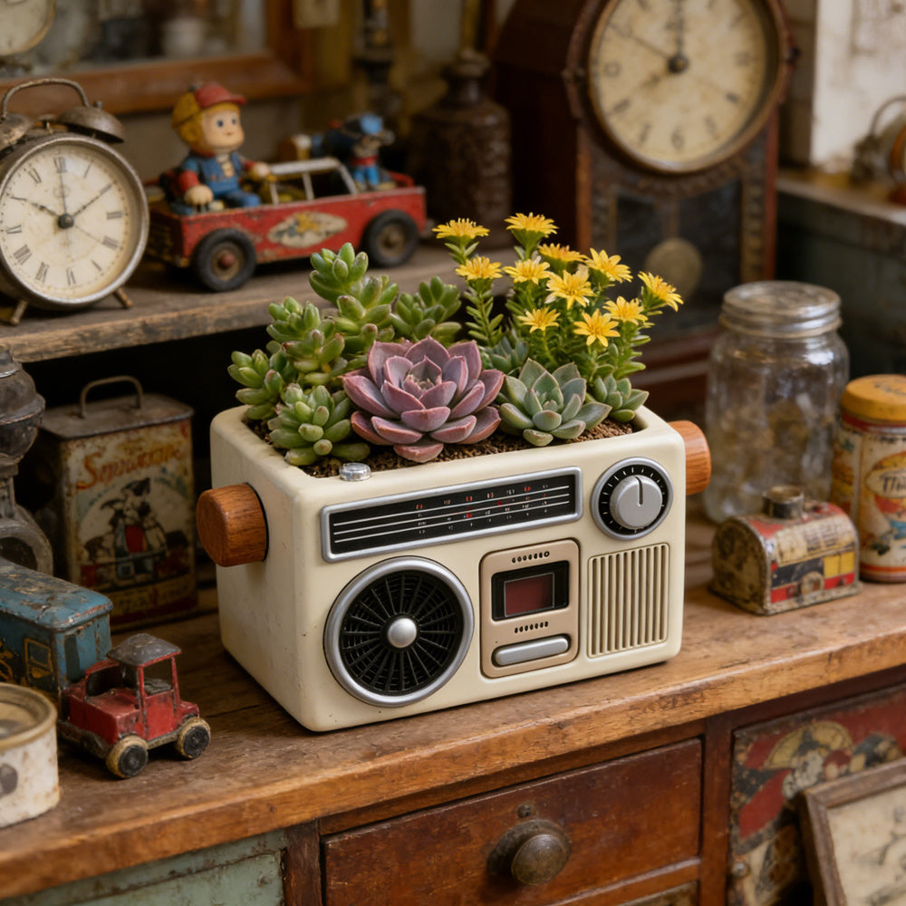 Tnessential Retro Radio Succulent Planter Silicone Mold 3D Decor