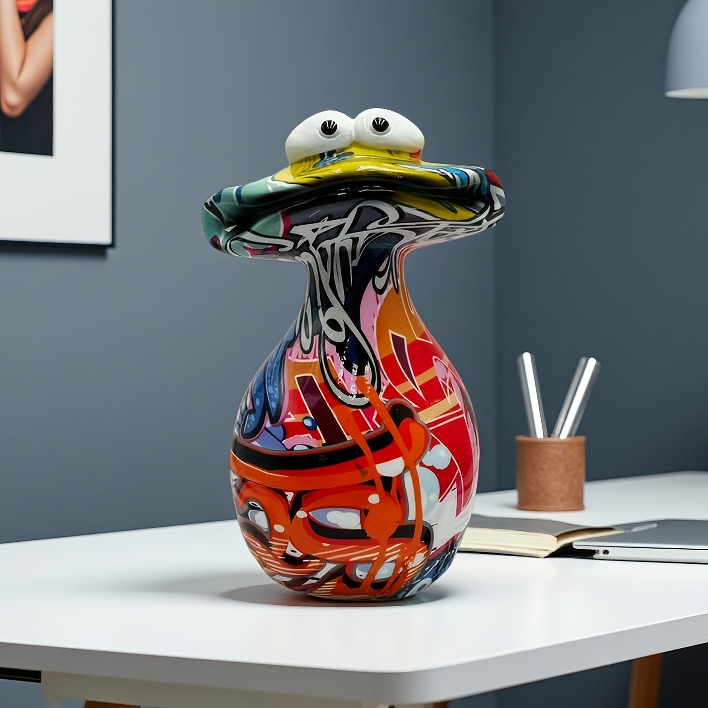 Tnessential Creative Graffiti Colorful Big-mouthed Frog Bottle Home 3D Decor