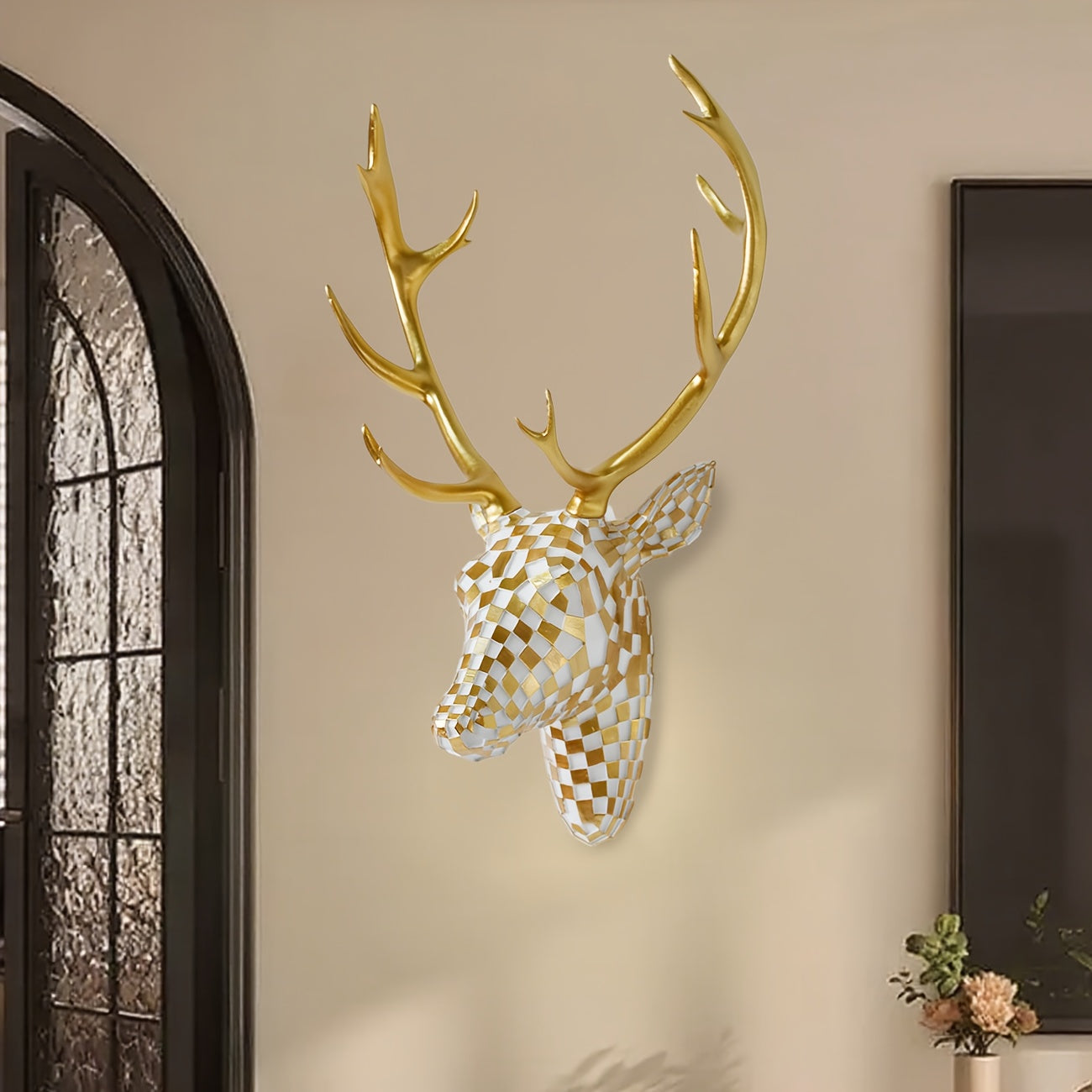 Tnessential Modern Mosaic Deer Head Wall Art 3D Decor