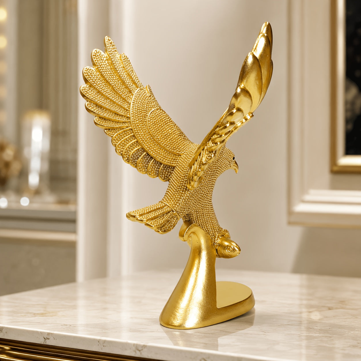 Tnessential Creative and Shiny Resin Craft Statue of a Fish-catching 3D Decor