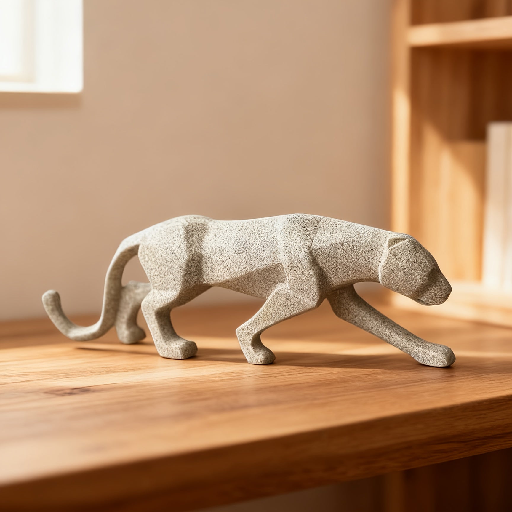 Tnessential Nordic Modern Sandstone Texture Resin Cheetah Statue 3D Decor