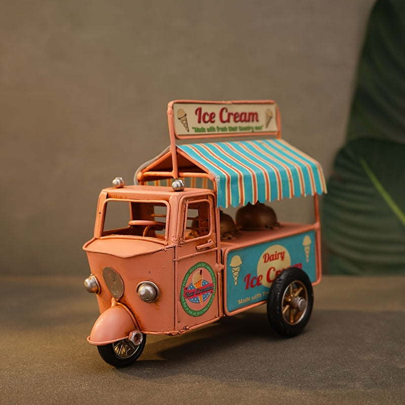 Tnessential Iron Art Industrial Style Pink Ice Cream Truck Ornament 3D Decor