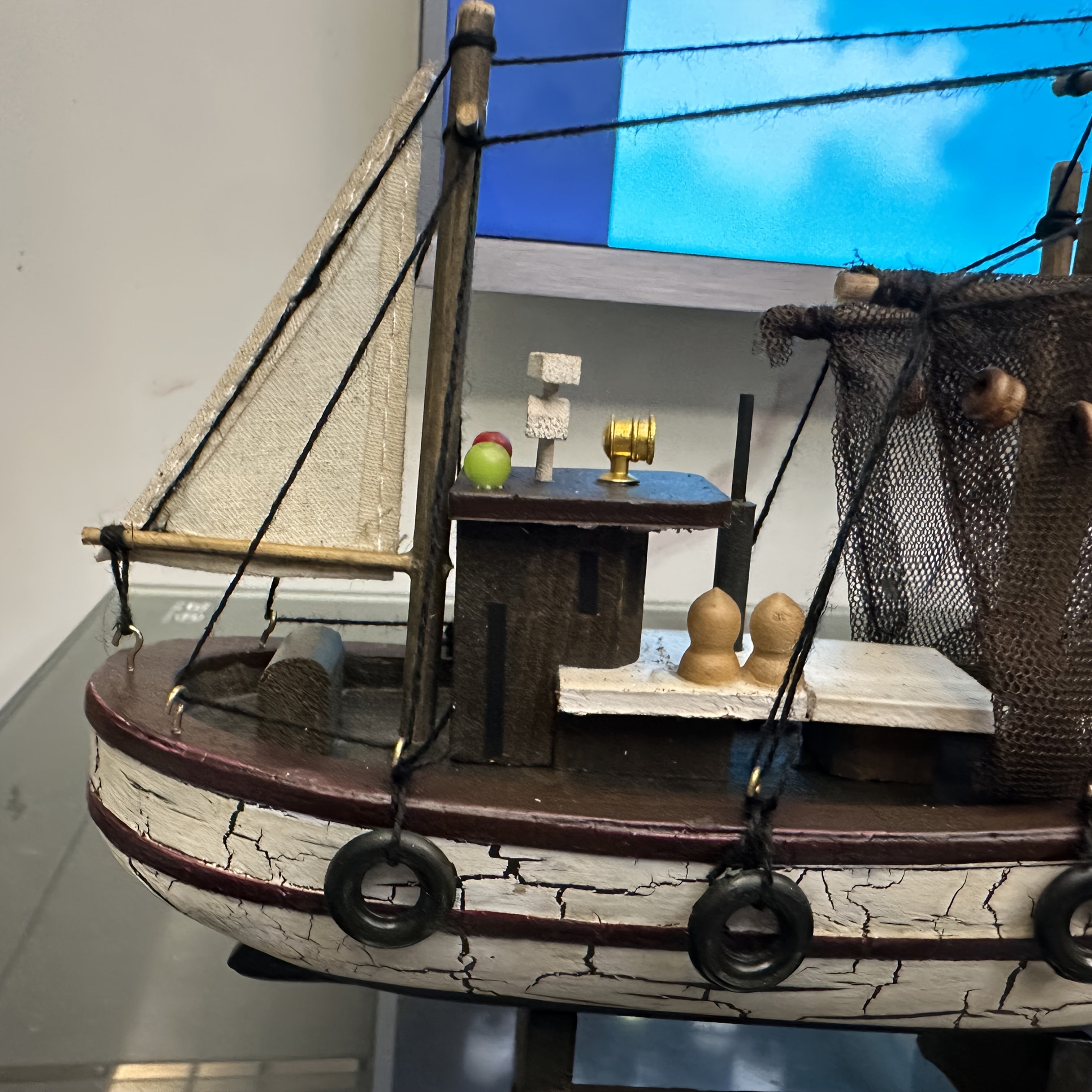 Tnessential Uniquely Designed and Finely Crafted Wooden Fishing Boat 3D Decor