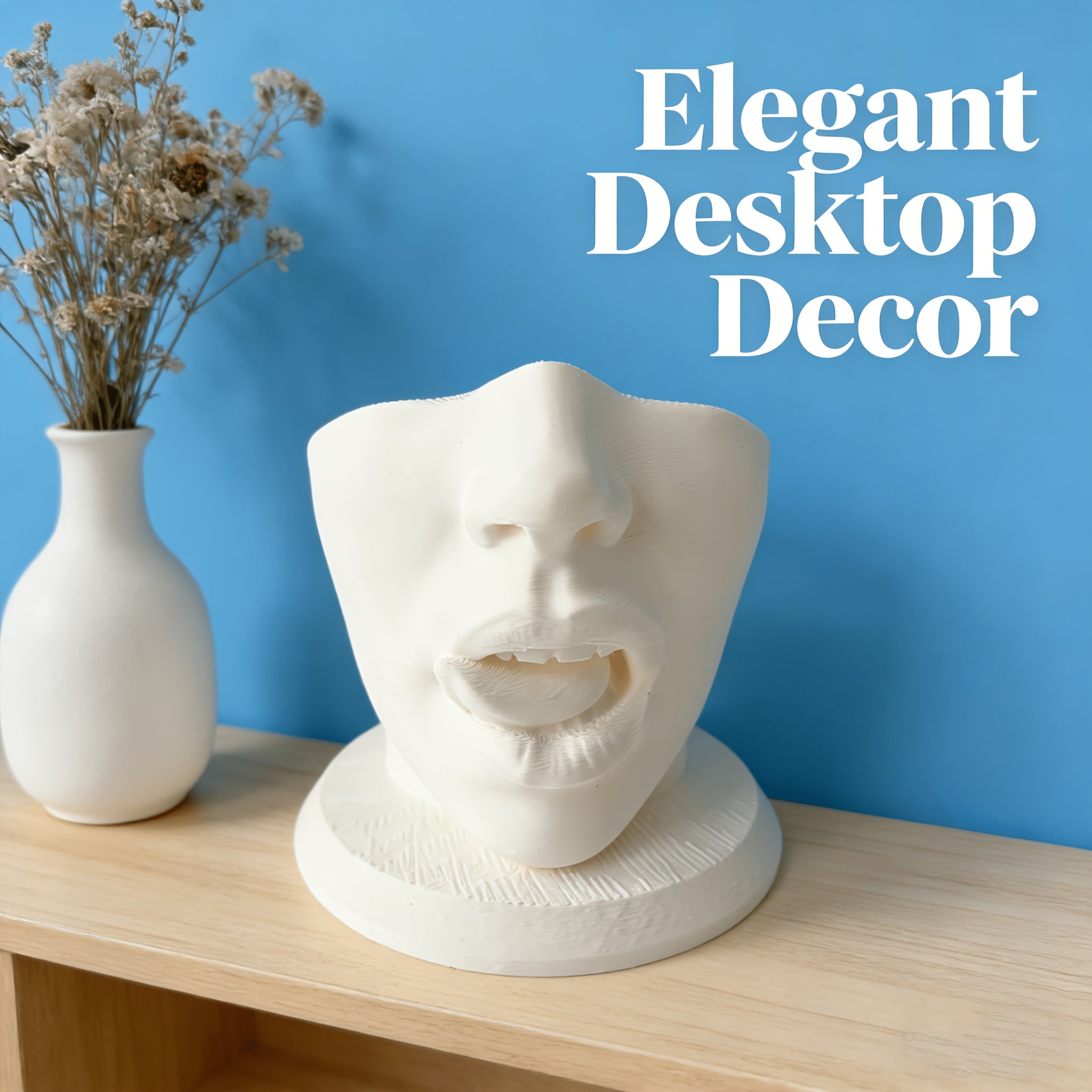 Tnessential Funny Lip-licking Face Sculpture Statue 3D Decor
