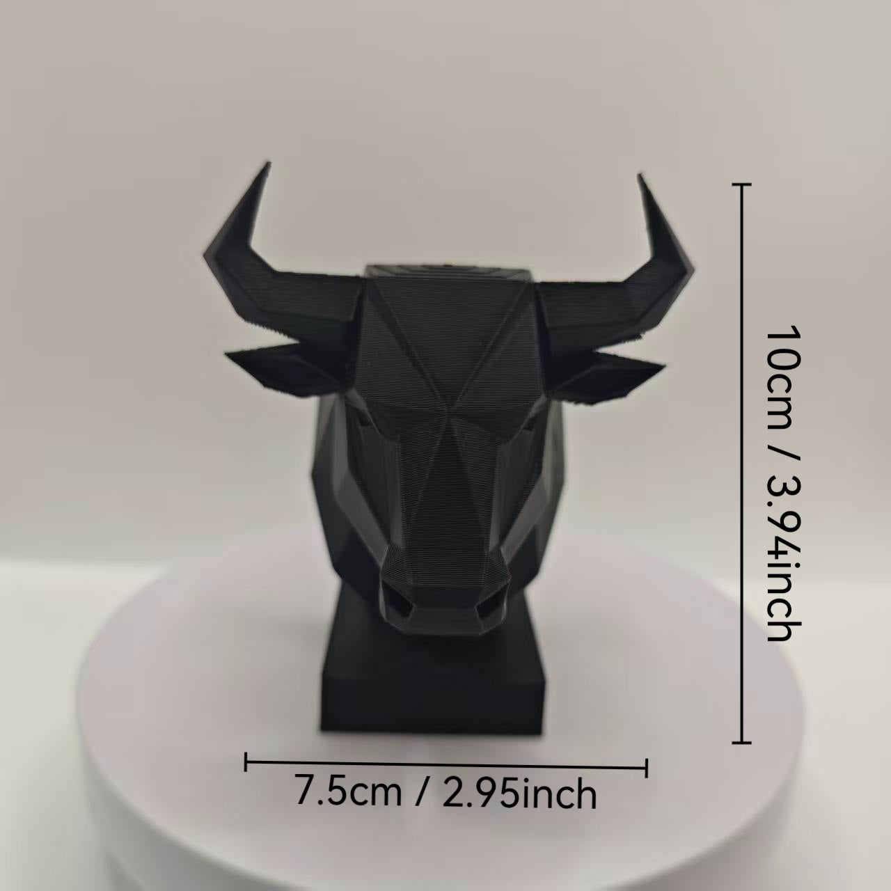 Tnessential Geometric Faceted Bull Head Bust Ornament Low Poly Modern 3D Decor