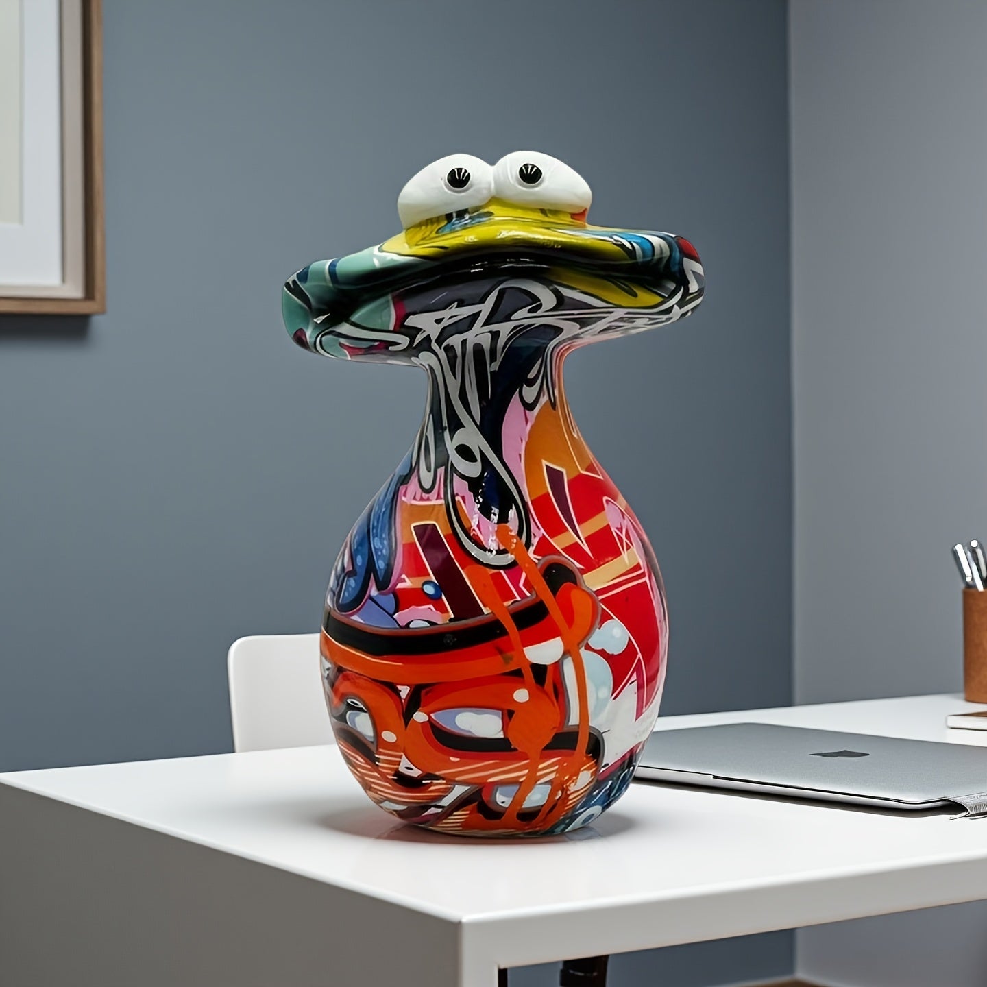 Tnessential Creative Graffiti Colorful Big-mouthed Frog Bottle Home 3D Decor