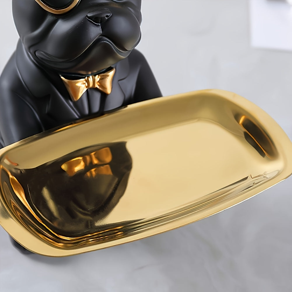 Tnessential French Bulldog Table Storage Resin Sculpture with Tray 3D Decor