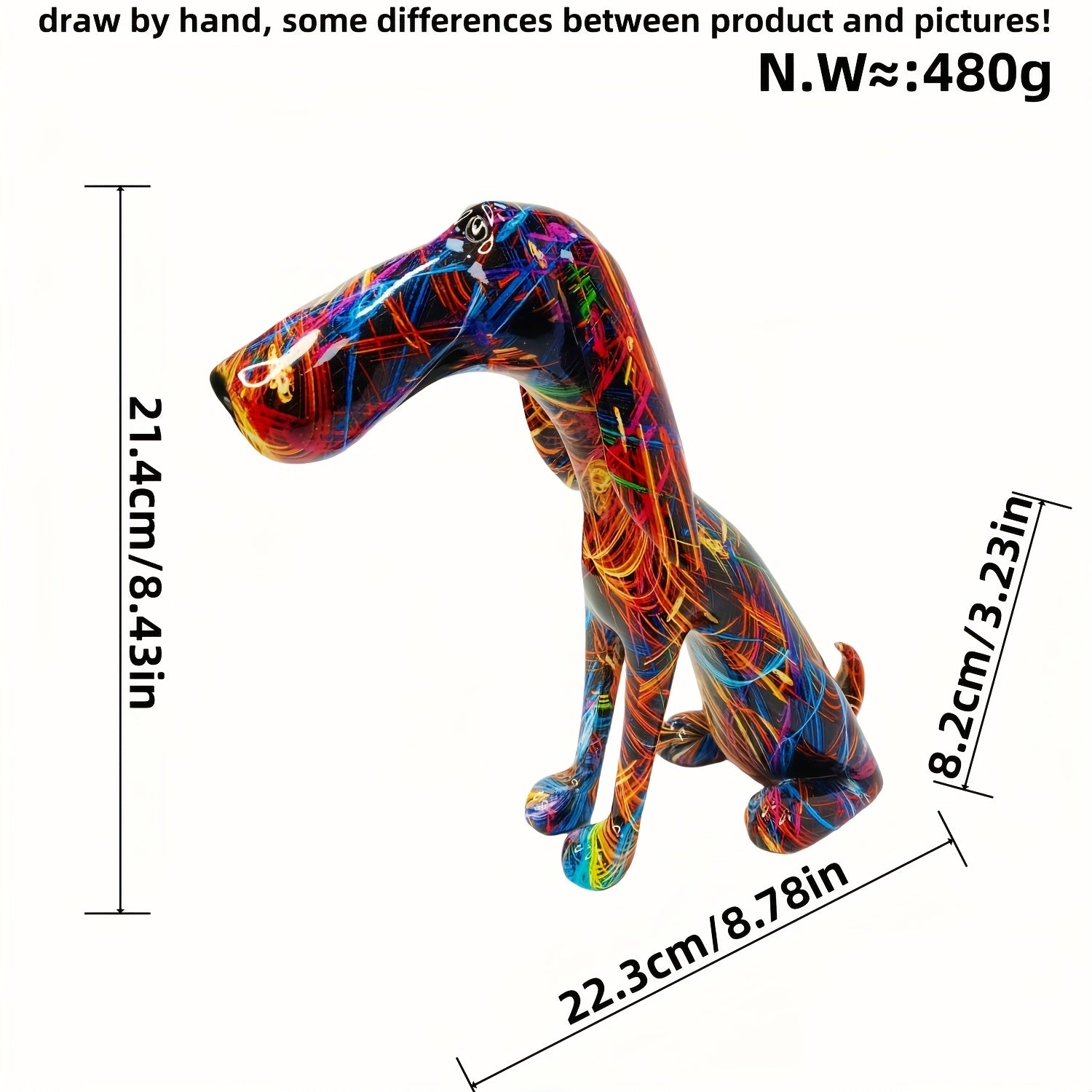 Tnessential Colorful Dachshund Statue 3D Decor