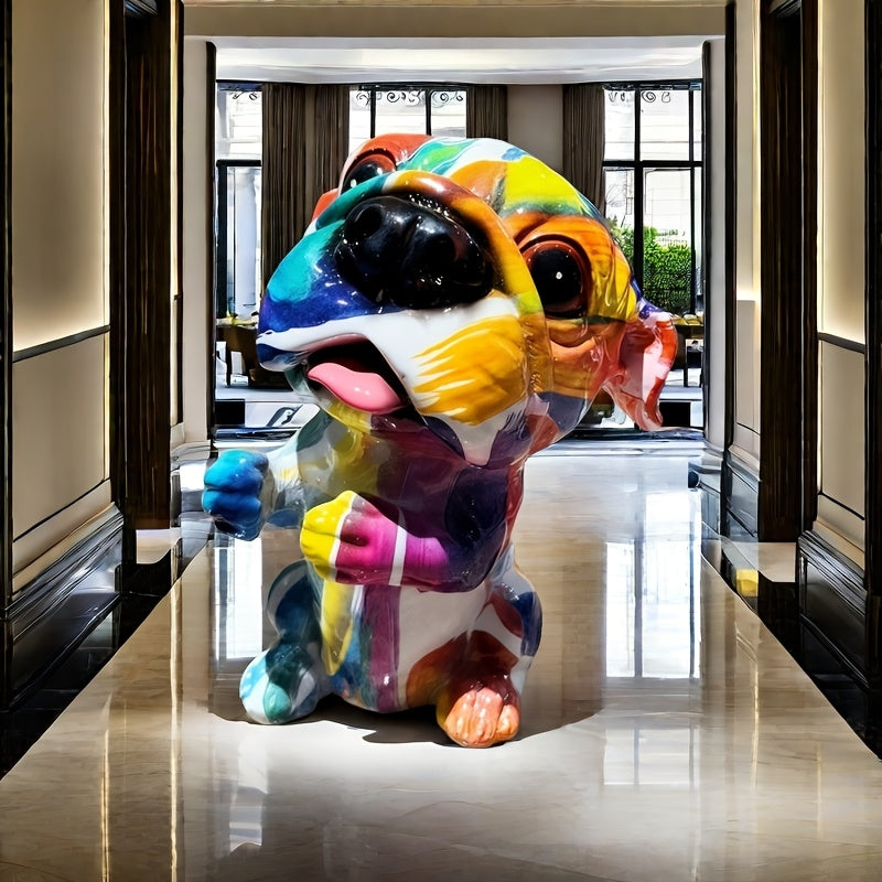 Tnessential Hand-painted Abstract Resin Dog 3D Decor