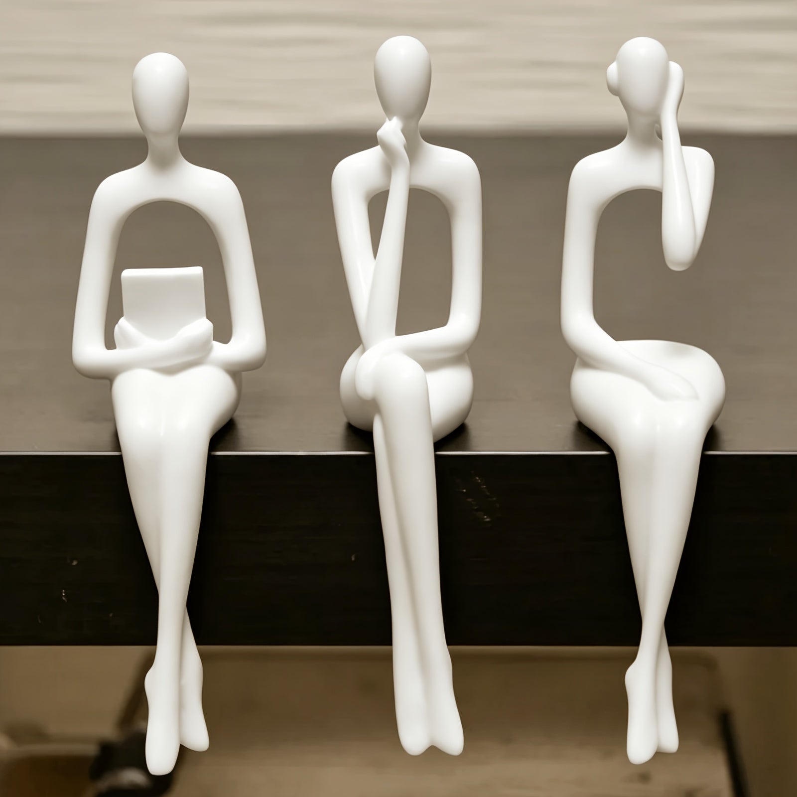 Tnessential Modern Resin Thinker Sitting Statue 3D Decor