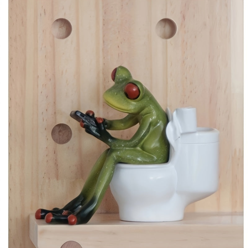 Tnessential Quirky Frog Statue for Toilet 3D Decor