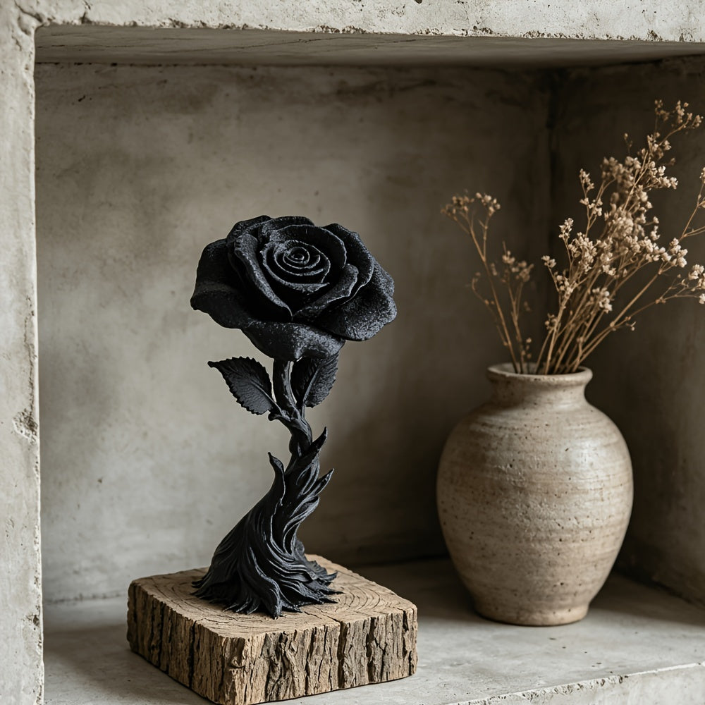 Tnessential Dark Eternal Tree-shaped Black Rose Ornament with 3D Decor
