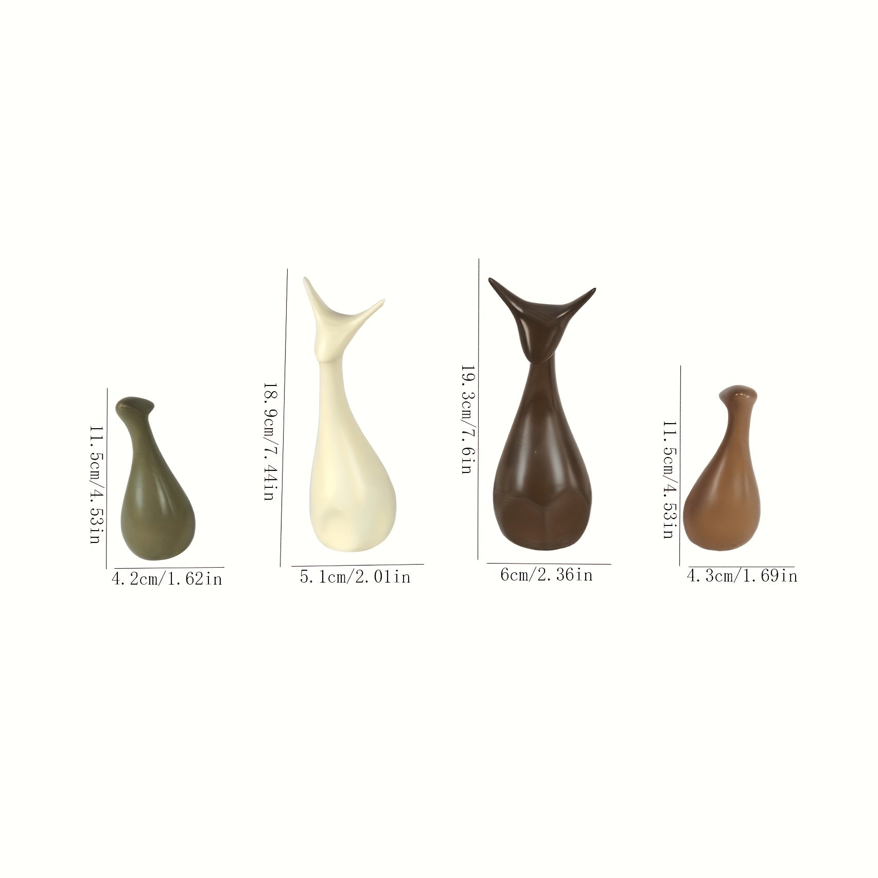 Tnessential Family of Four Animal-shaped Resin Ornaments 3D Decor