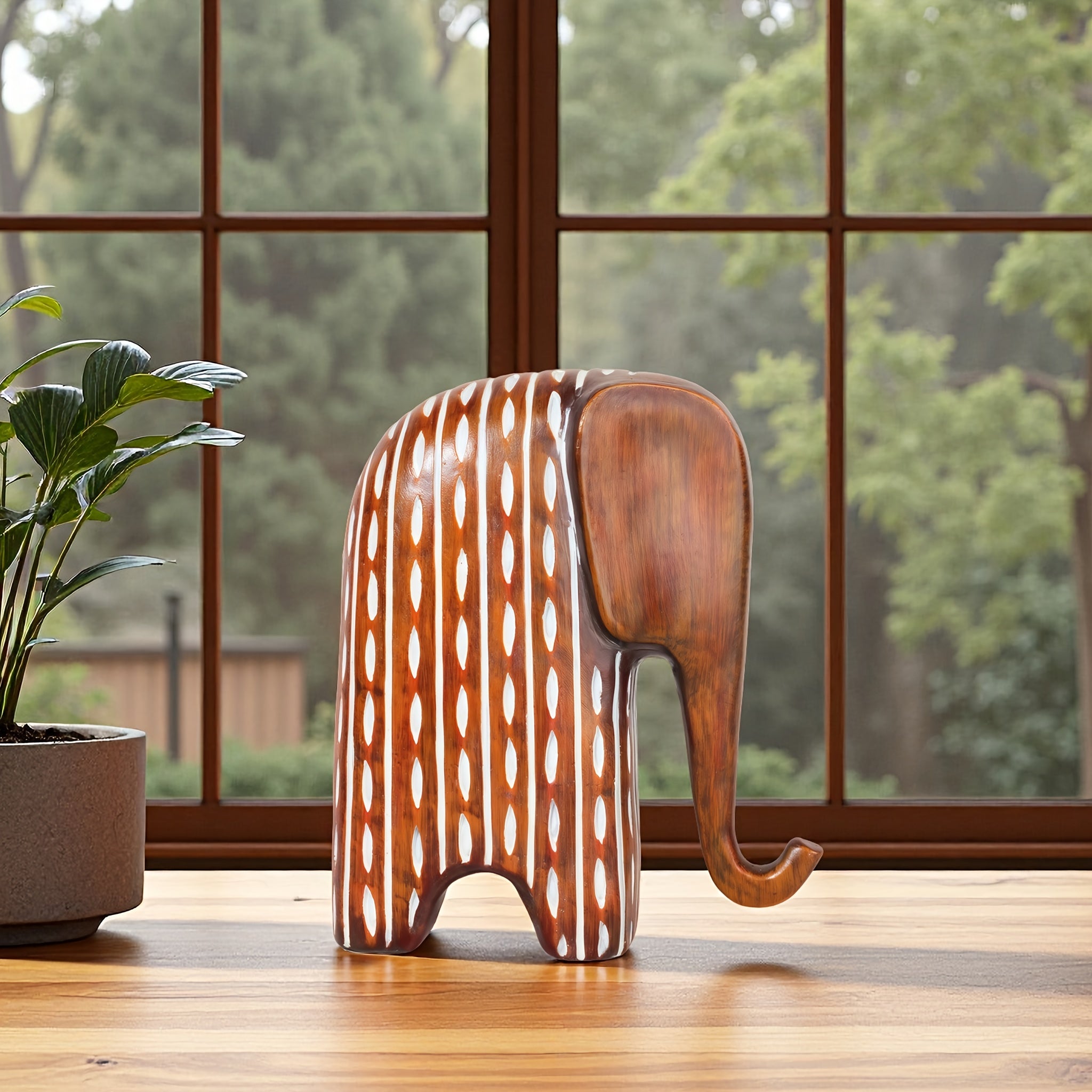 Tnessential Elegant Abstract Resin Elephant Sculpture 3D Decor