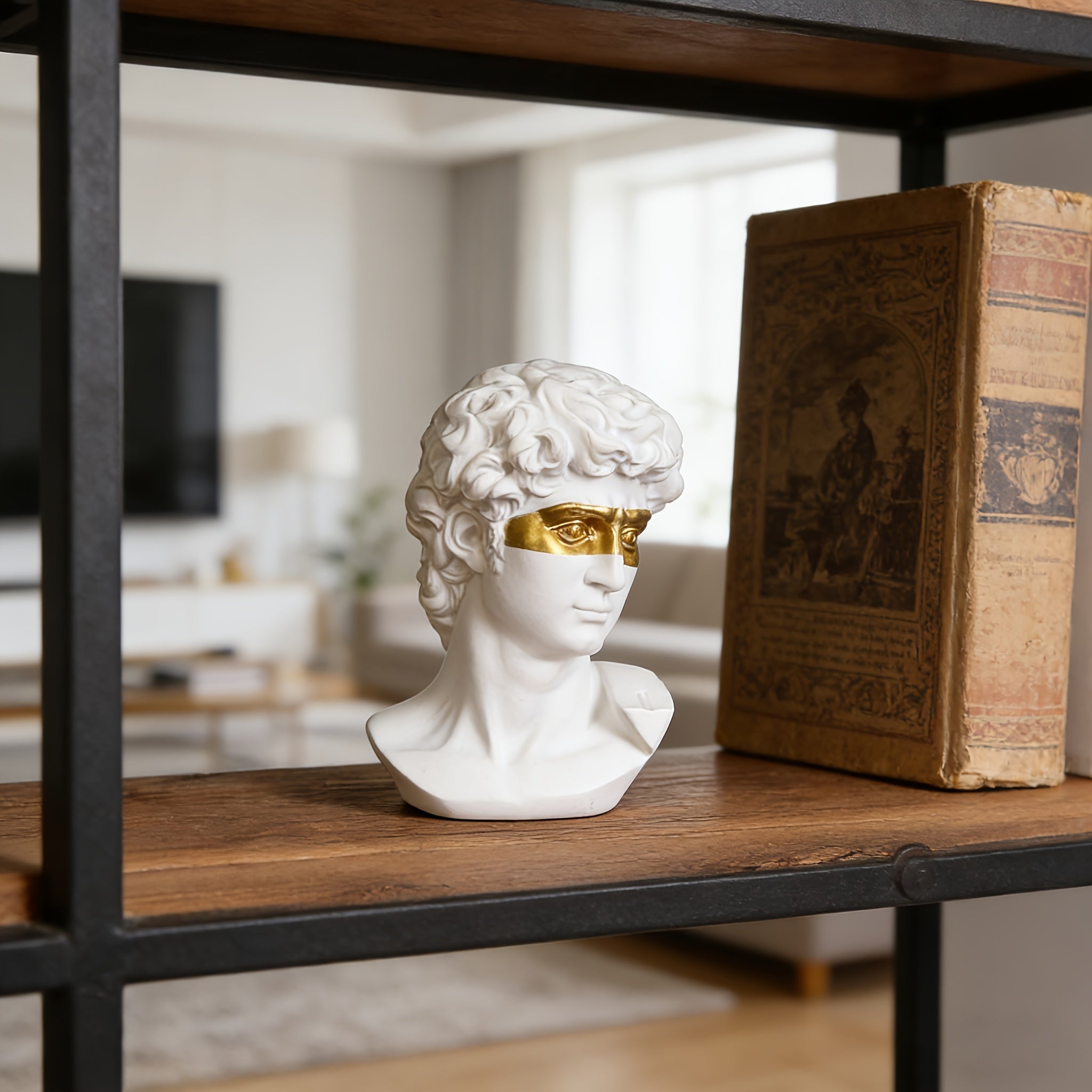 Tnessential Elegant Nordic-style David Sculpture with Golden Accents 3D Decor