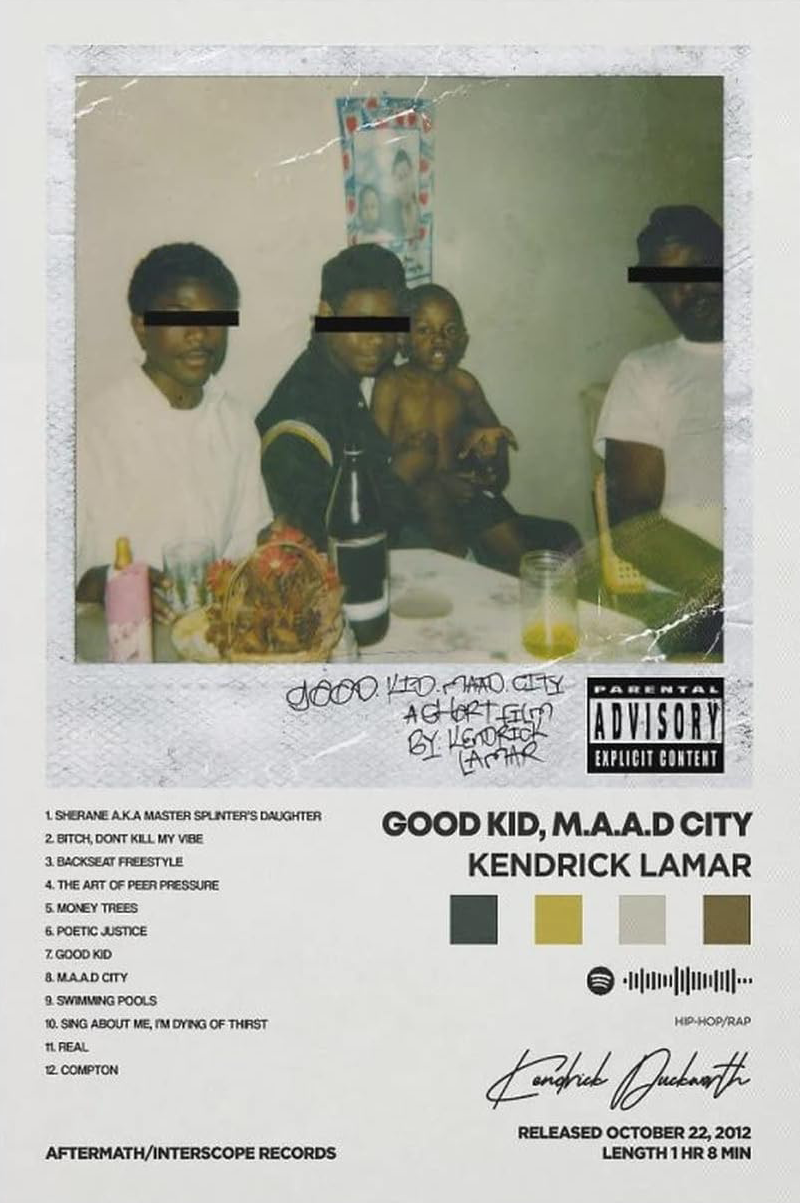 KENDRICK LAMAR "GOOD KID MAAD CITY" CANVAS POSTER