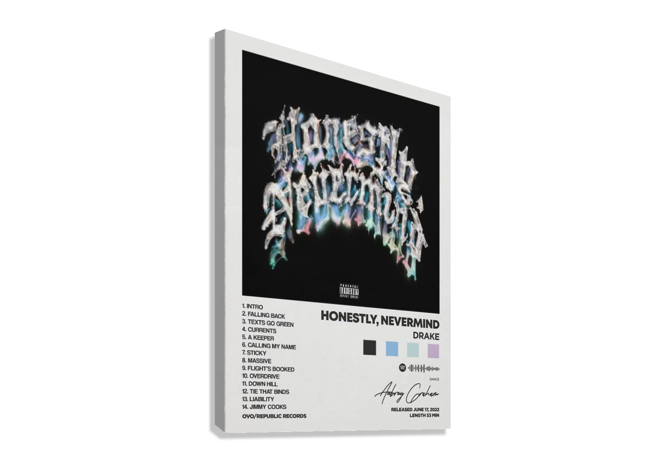 DRAKE "HONESTLY, NEVERMIND" CANVAS POSTER