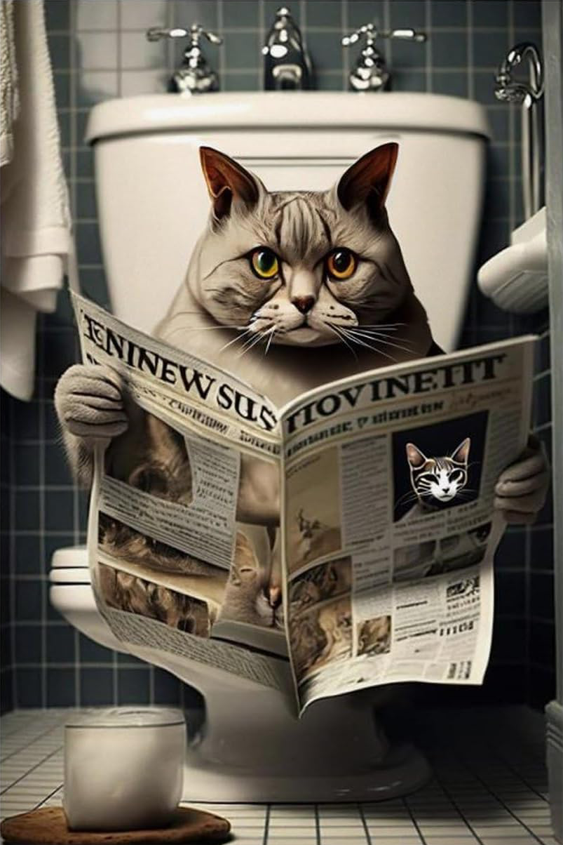 FUNNY FAT CAT CANVAS POSTER