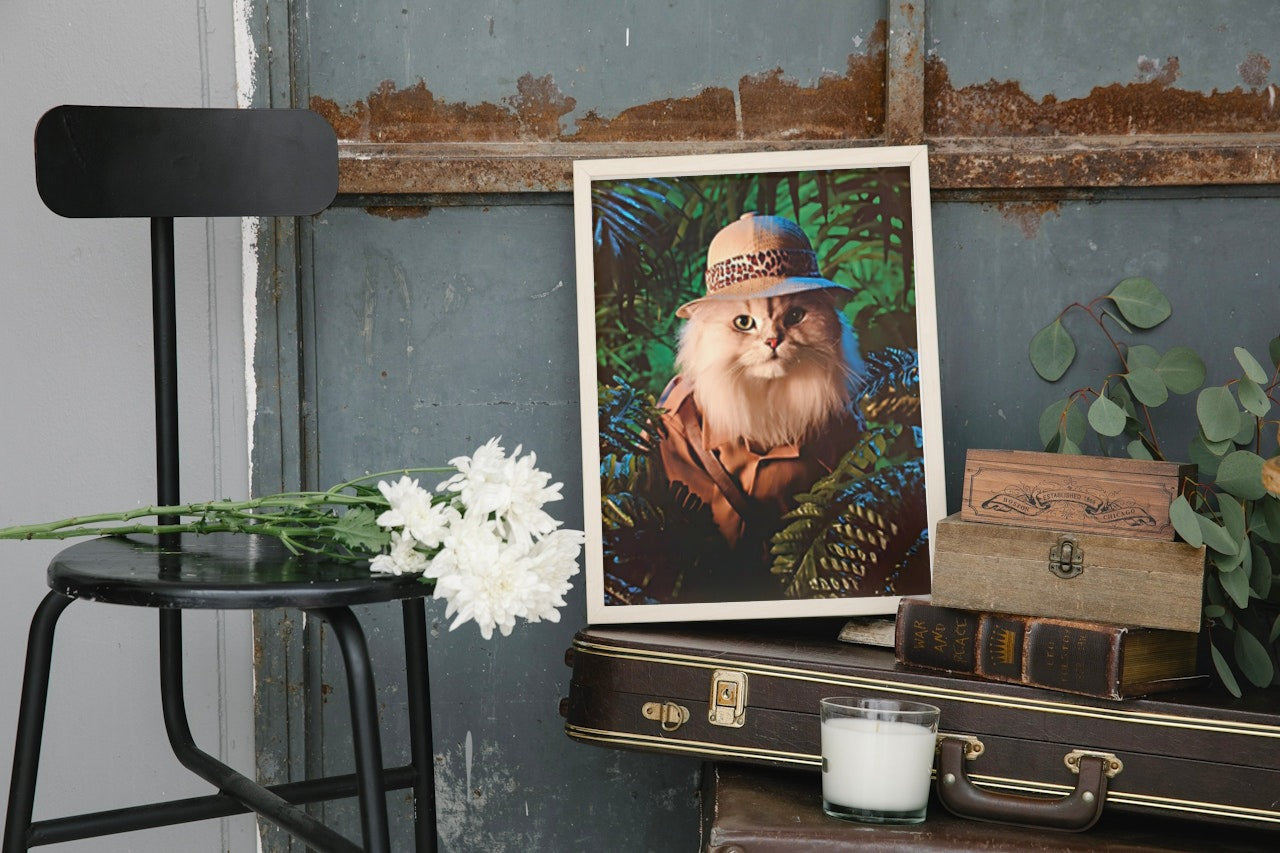 FUNNY CAT IN IN FOREST CANVAS POSTER