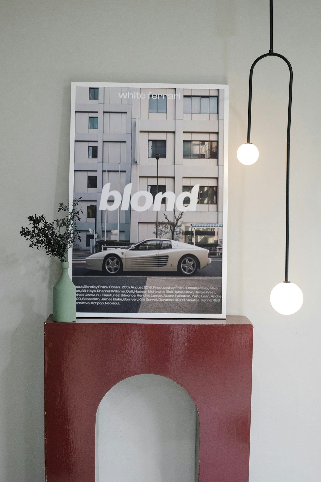 BLOND BY FRANK OCEAN WHITE FERRARI CANVAS POSTER
