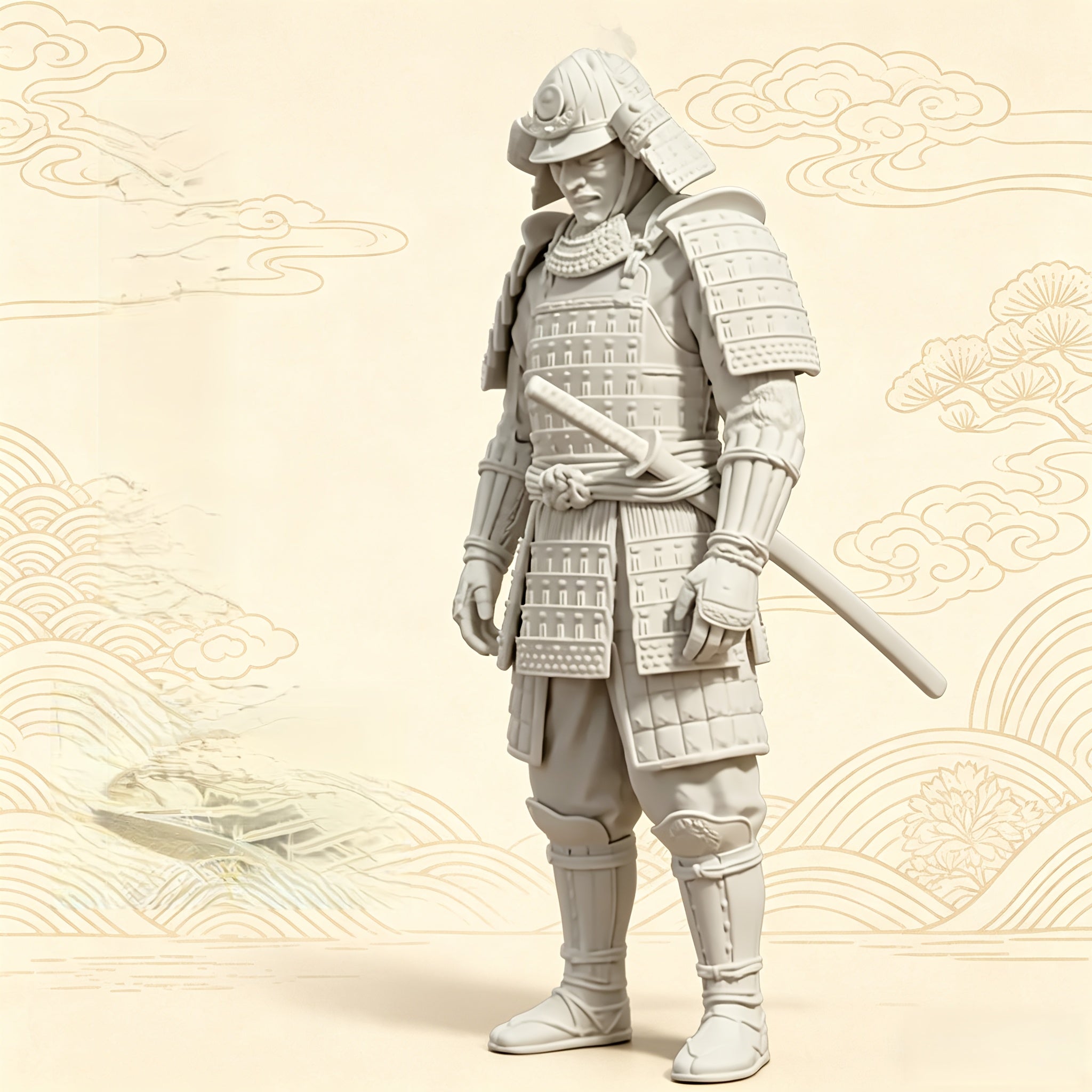 Tnessential Printed Samurai Warrior Statue 3D Decor
