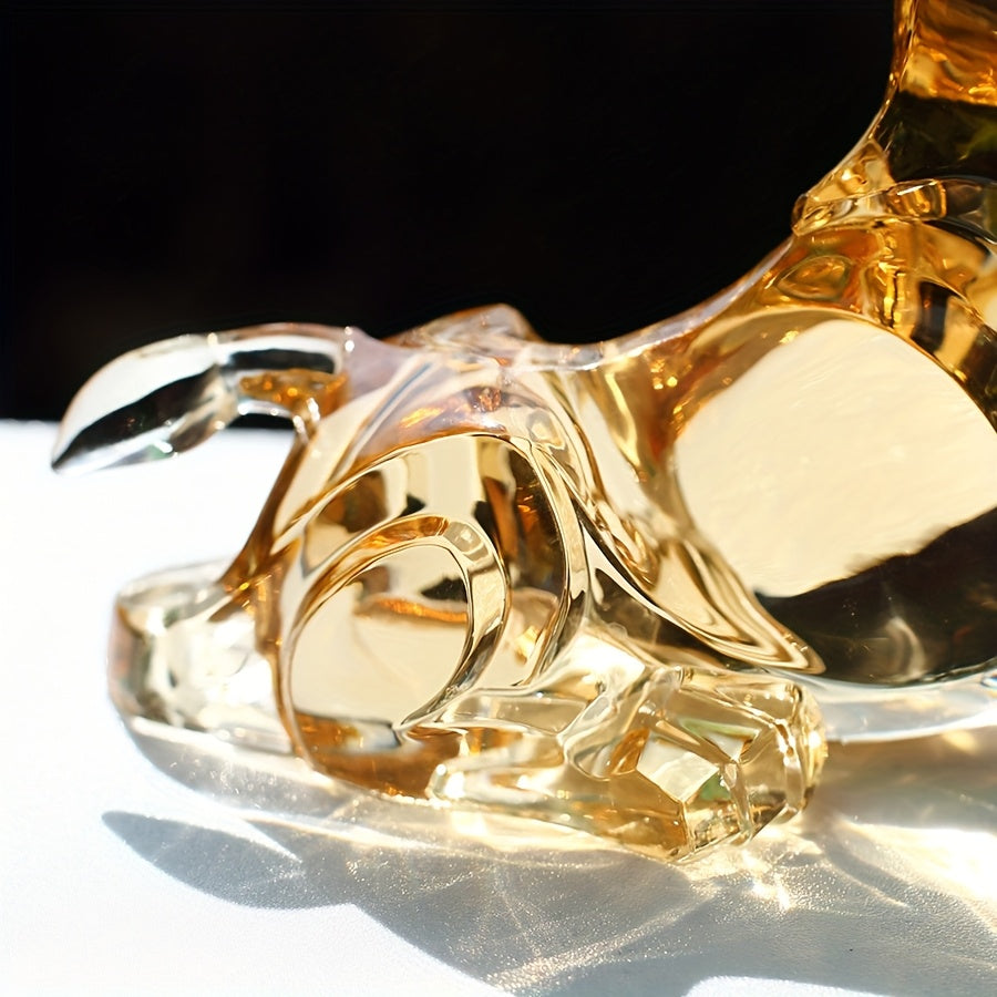 Tnessential D Flat 3D Creative Amber Lion Figurine Transparent 3D Decor