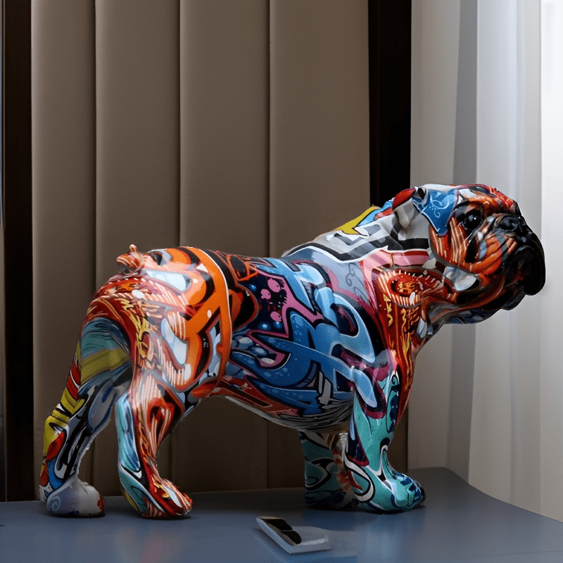 Tnessential Unique 2026 Design Resin Bulldog with Vibrant Graffiti Art 3D Decor